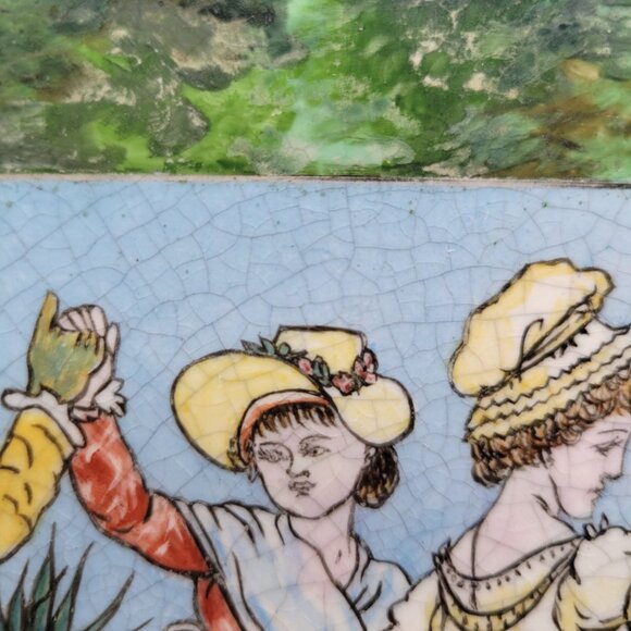 Antique Mintons China Works Tile The First Quadrille at Almacks London Regency - Picture 10 of 15